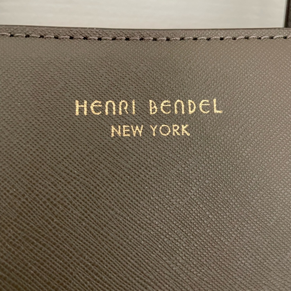 Henri Bendel dark green bag with Gold Logo